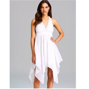 GUESS White Halter Dress Handkerchief Hem Size 6